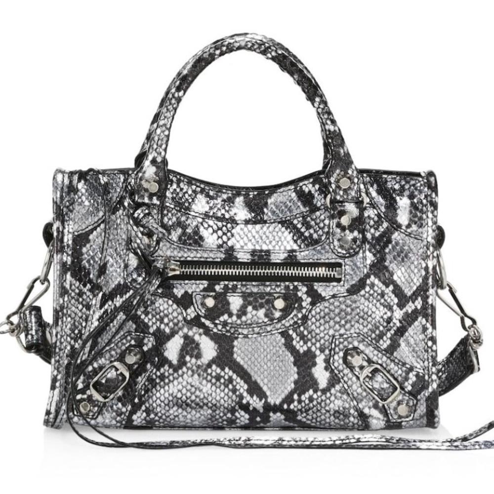 NWT Balenciaga Mini-City Snakeskin Satchel